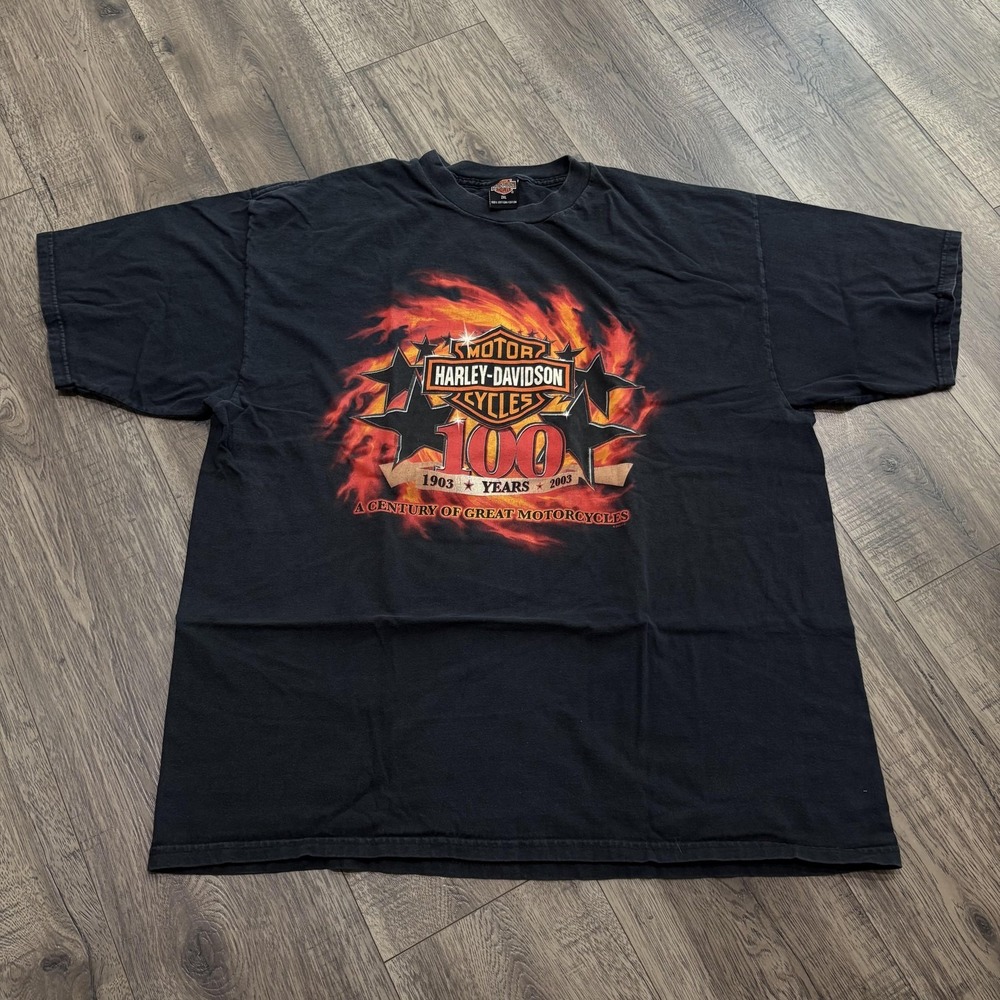 Vintage Harley-Davidson Shirt Mens 2XL Black 100th Anniversary Uke's Graphic Tee
